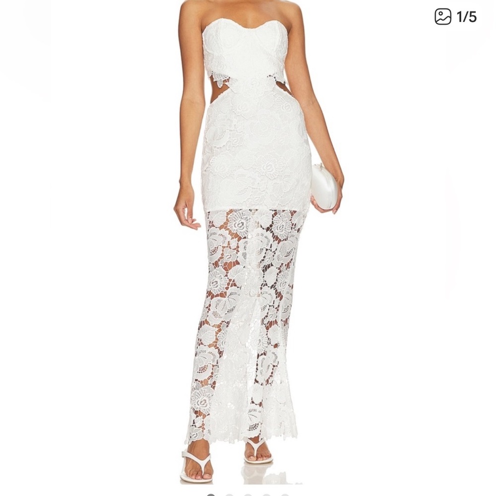 Rococo Sand Maxi Dress in White Lace NWT